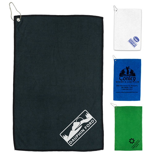 “The Iron” 300 GSM Heavy Duty Microfiber Golf Towel with Metal Grommet and Clip 12”x18”